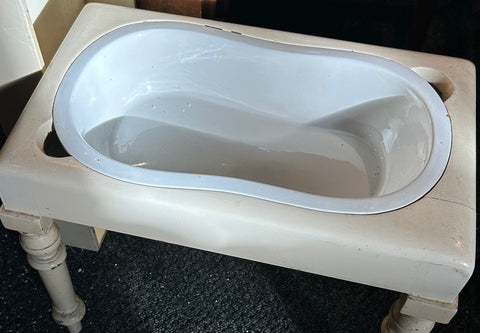 Baby's Bath with lid. White wood.  For Sale £35