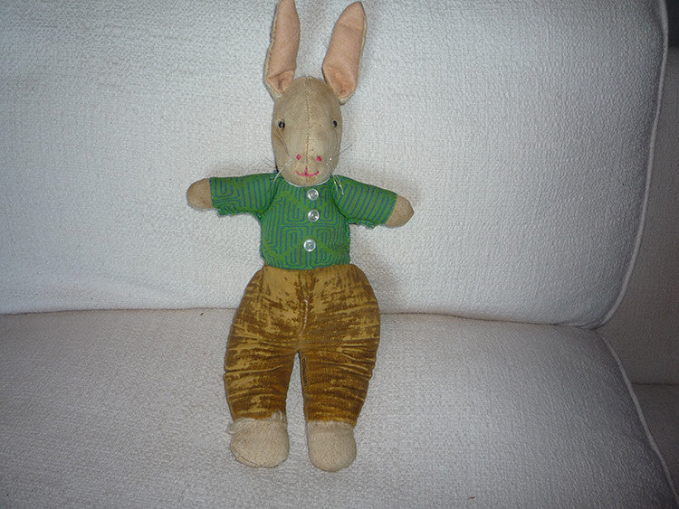 Merrythought Rabbit SOLD (1938) Label 2 Rabbit £25. Charity Auction – Grandma's Teddies